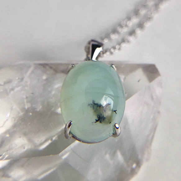 天然ブルーオパールシルバーロングネックレス4.75ct☆ ペルー産の原石から磨きました！ 6枚目の画像