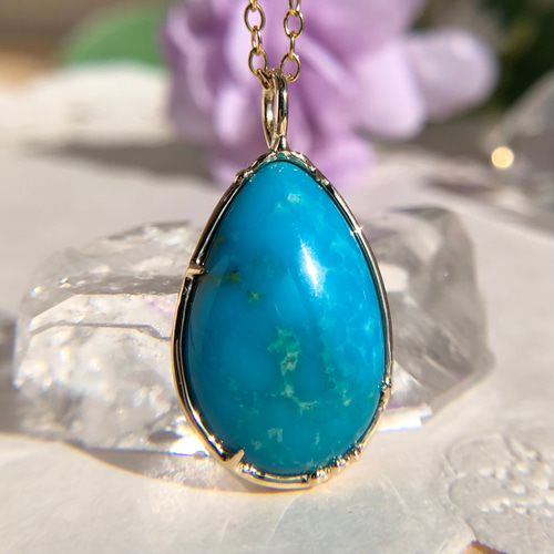 K10天然トルコ石(ターコイズ)ネックレス10.70ct☆アリゾナ州キングマン  