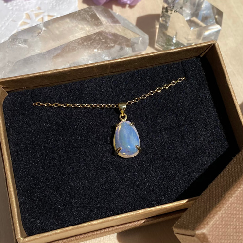 天然クリスタルオパール14kgfネックレス2.34ct☆オーストラリア  