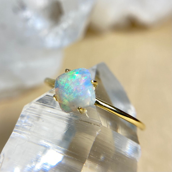 まい様専用！12号/天然オパールリング0.58ct/オーストラリア産原石から磨きました！ 4枚目の画像