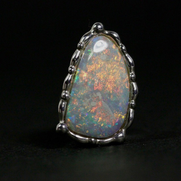 SALE☆天然ブラックオパールシルバー製タイピン2.06ct 原石から磨いた1 