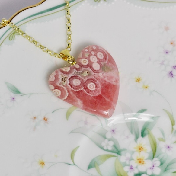 yu-rin様お取り置き☆可愛い大きなハート☆天然ロードクロサイトネックレス13.68ct☆原石から磨いた１点もの 8枚目の画像