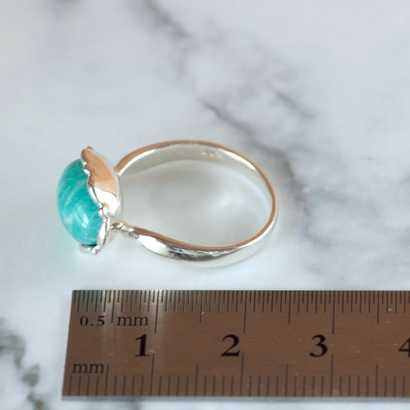 SALE！天然アマゾナイトシルバーリング4.81ct｜13.5号☆原石から磨いた１点もの 9枚目の画像