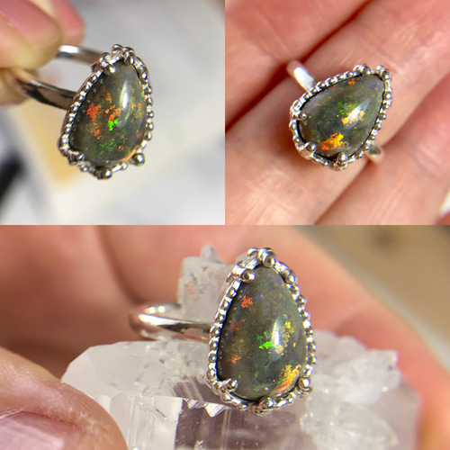 天然マトリックスオパール純銀リング3.19ct☆オーストラリア