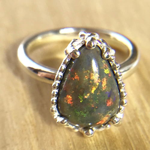 天然マトリックスオパール純銀リング3.19ct☆オーストラリア