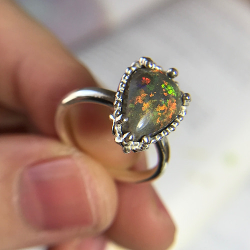 天然マトリックスオパール純銀リング3.19ct☆オーストラリア