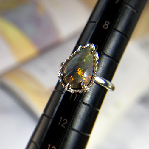 天然マトリックスオパール純銀リング3.19ct☆10〜12号オーストラリア