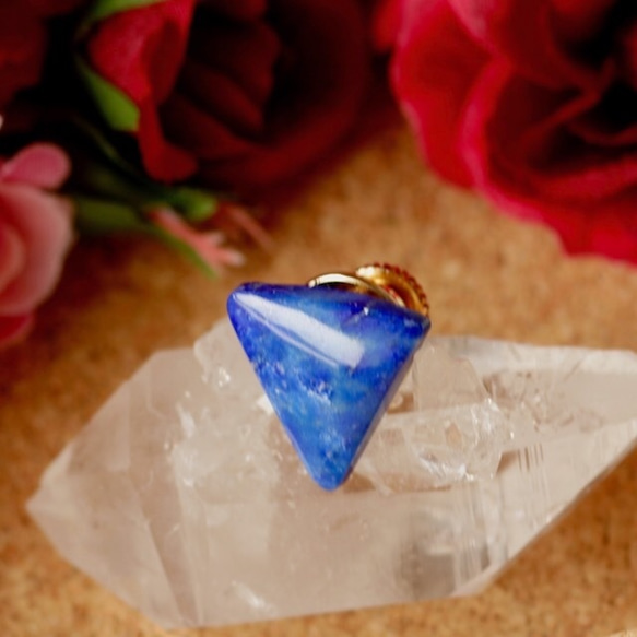 天然ラピスラズリタックブローチ5.16ct☆ 原石から磨きました 1枚目の画像