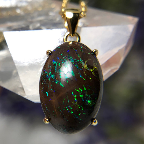 天然ボルダーオパールネックレス8.43ct☆ オーストラリア・ヤワー産の 