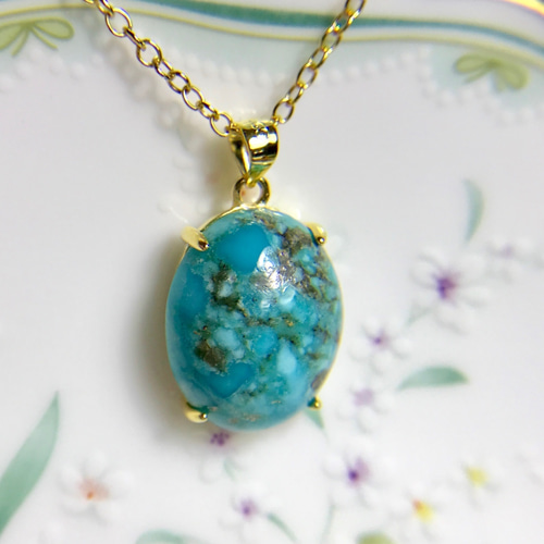 天然トルコ石（ターコイズ）ネックレス10.26ct☆ アリゾナ・キングマン  