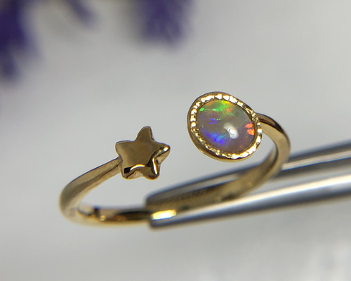 天然オパールリング0.20ct｜12号☆オーストラリア・ライトニングリッジ