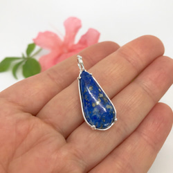 SALE！天然ラピスラズリ純銀ロングネックレス11.85ct 原石から磨いた１点もの！ 3枚目の画像