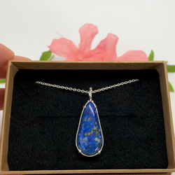 SALE！天然ラピスラズリ純銀ロングネックレス11.85ct 原石から磨いた１点もの！ 9枚目の画像