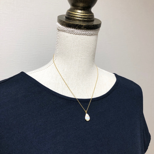 縞模様が可愛い！天然オパール14kgfネックレス2.87ct☆ 原石から磨いた