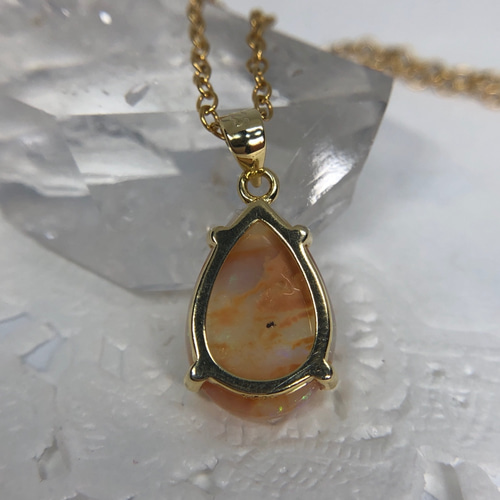 縞模様が可愛い！天然オパール14kgfネックレス2.87ct☆ 原石から磨いた