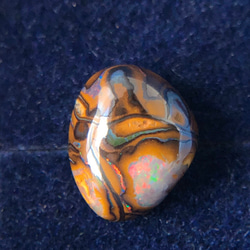 天然ボルダー（アイアン）オパール14kgf片耳ピアス☆オーストラリア・Yowah産原石から磨いた１点もの！ 1枚目の画像