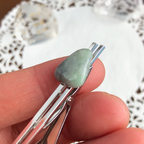 天然翡翠ネクタイピン5.45ct☆青海産の原石から磨きました