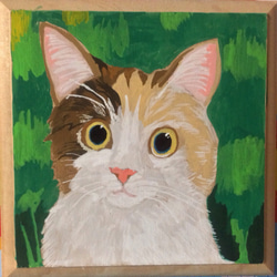 料理する猫のアクリル画 料理する猫のアクリル画