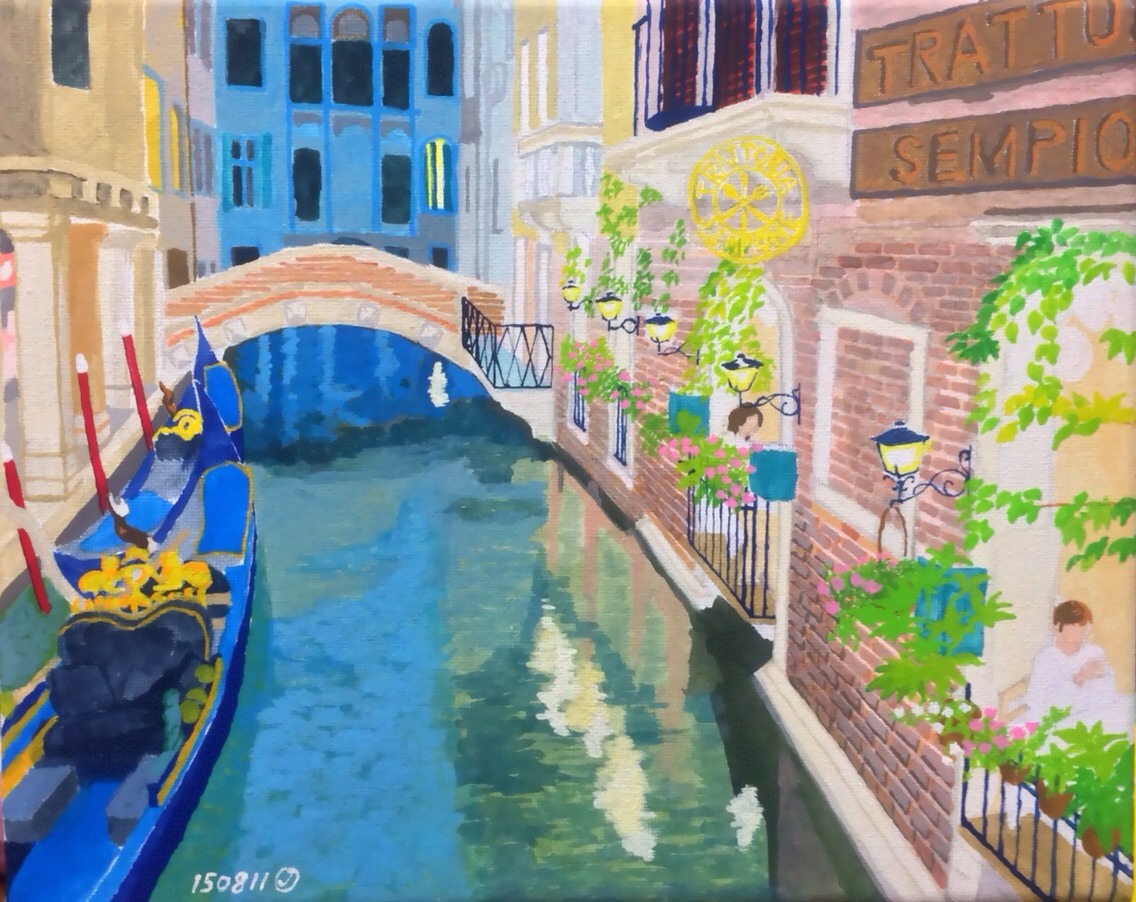 絵画　ヴェネチア イタリア風景画・志村好子「VENEZIA」油彩・F6・絵画