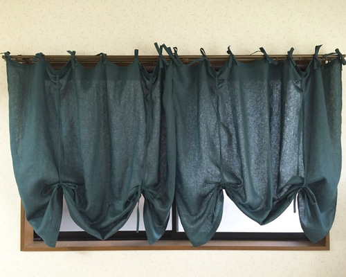 リネン　タイトップカーテン　ホワイト 全12色リネン100%ドレープトップタイカーテン♪ カーテン asuzakenvy