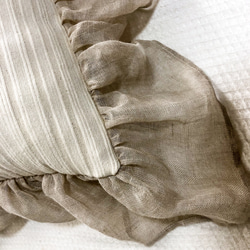 インド綿織ストライプリネンフリルクッションカバー♪ 3枚目の画像