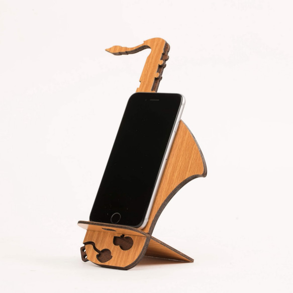ウッド方程式[カスタムレタリング─カラーパターン] Jiekeは、木材の携帯電話ホルダー携帯電話ホルダー─サックス/装飾品/名刺 2枚目の画像