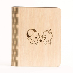 愛の豚のノートブック/文房具/ギフト/贈り物 - 木材式A5ノート[カスタム色やパターンJieke─1を置き換えます] 1枚目の画像