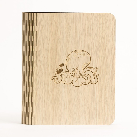 タコのノートブック/文房具/ギフト/贈り物 - 木材式A5ノート[カスタム色やパターンJieke─1を置き換えます] 1枚目の画像