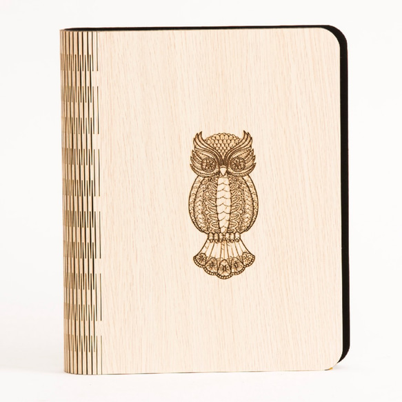 アートフクロウのノートブック/文房具/ギフト/贈り物 - 木材式A5ノート[カスタム色やパターンJieke─1を置き換えます] 1枚目の画像