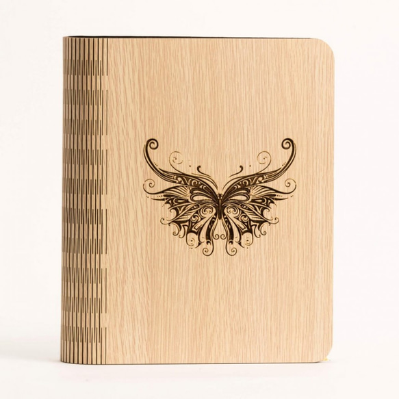 木材式A5ノート[カスタム色やパターンJieke─1を置き換える]  - 蝶のノートブック/文房具/ギフト/プレゼント 1枚目の画像