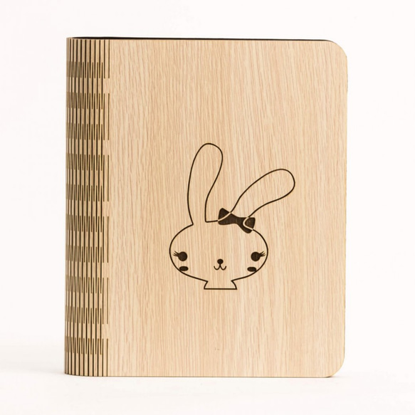 木材式A5ノート[カスタム色やパターンJieke─1を置き換える]  - ウサギノート/文具/ギフト/贈り物ボウ 1枚目の画像