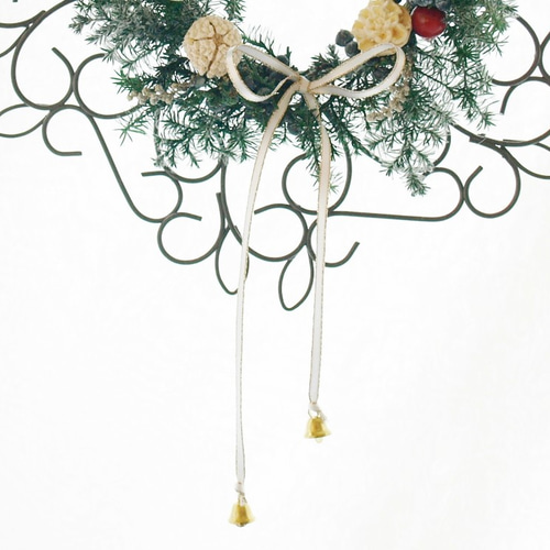 クリスマスリース 壁掛け アレンジ ♬フリルレース使用♬ 壁掛けXmasリース プリザーブドフラワーアレンジ クリスマスリース