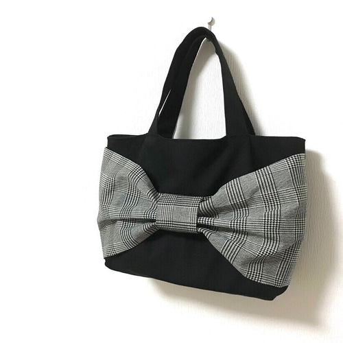 【最終値下げ】リボンバッグ【guriguri】 リボンバッグ（#135 白多彩） ｜小倉織｜小倉 縞縞 【公式