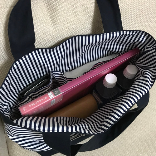 ビックリボントートバッグ ☆ ダークネイビー たっぷり大きめ