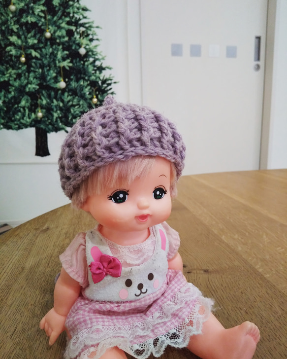 メルちゃん✳どんぐり帽子：パープル 毛糸 Etoile* maako 通販 8246579