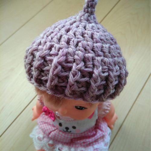 メルちゃん✳どんぐり帽子：パープル 毛糸 Etoile* maako 通販 8246579