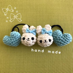 あみぐるみ ヘアゴム うさぎ&ブルーハート 雑貨・その他 RIRI 通販 
