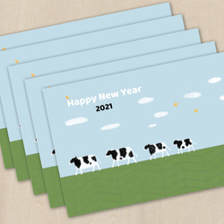 家庭新年快樂 2021 年新年賀卡 5 件套官方明信片類型 第2張的照片