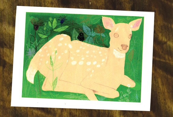 森の中　鹿　　ポストカード　017 1枚目の画像