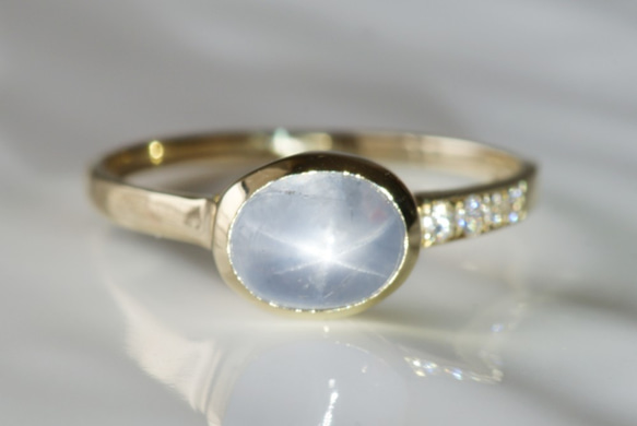 K10製　スターサファイアとダイヤモンドのリング 4枚目の画像