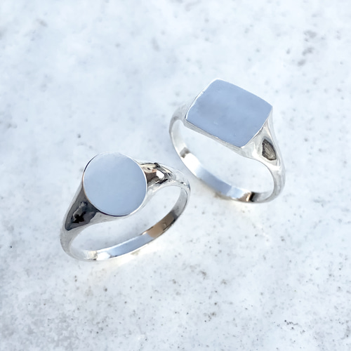 silver]シグネットリング フラワー 結婚指輪 イニシャル ペアリング