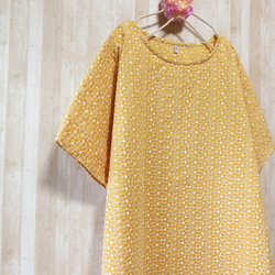 ◆sale◆ お花刺繍 ゆったりワンピース mustard 6枚目の画像