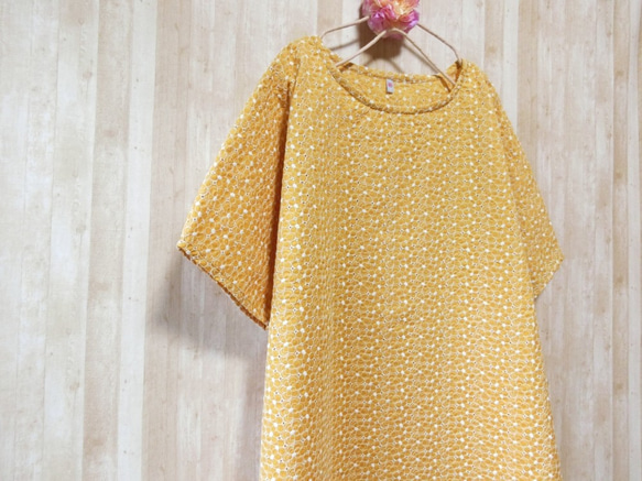 ◆sale◆ お花刺繍 ゆったりワンピース mustard 6枚目の画像