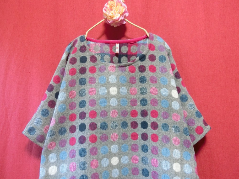 ウール混*カラフル 水玉セーター風 gray