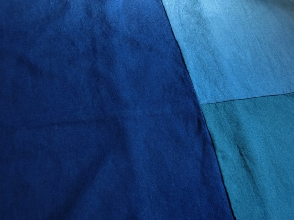 ◆sale◆ アンティーク風リネン３色切替ワンピース blue 6枚目の画像