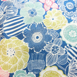 ◆夏物セール￥3,700引き!!◆北欧風　レトロお花　ワンピース　（青×ブルーグリーン） 3枚目の画像