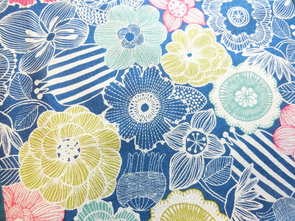 ◆夏物セール￥3,700引き!!◆北欧風　レトロお花　ワンピース　（青×ブルーグリーン） 3枚目の画像