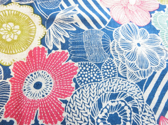 ◆夏物セール￥3,700引き!!◆北欧風　レトロお花　ワンピース　（青×ブルーグリーン） 4枚目の画像
