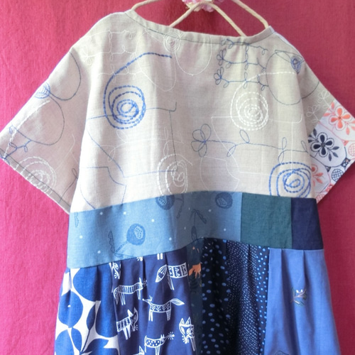 北欧 お花刺繍 半袖ワンピース f【ミナペルホネン】 ワンピース