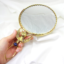埃及黃銅青金石手持鏡(鏡子直徑15cm) 第1張的照片
